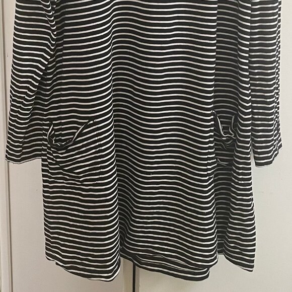 Coolibar Catalina Beach CoverUp Swim Dress UPF 50+ Black & White Striped Hood XL - Picture 3 of 12